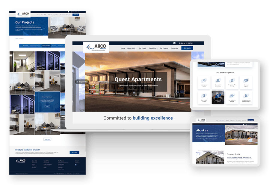 Fireweb Designco created the website for construction company ARCO to present their services